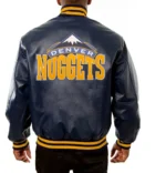 NBA Denver Nuggets Varsity Leather Navy Blue Jacket