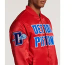 NBA Detroit Pistons Big Logo Full-Snap Black Satin Jacket