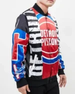 NBA Detroit Pistons Mashup Printed Satin Varsity Jacket