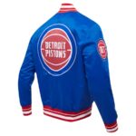 NBA Detroit Pistons Script Tail Full-Snap Satin Blue Varsity Jacket