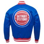 NBA Detroit Pistons Script Tail Full-Snap Satin Blue Varsity Jackets