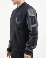 NBA Detroit Pistons Triple Black Bomber Wool Varsity Jacket