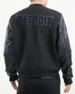 NBA Detroit Pistons Triple Black Bomber Wool Varsity Jackets