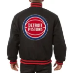 NBA Detroit Pistons Varsity Full-Snap Wool Black Jackets