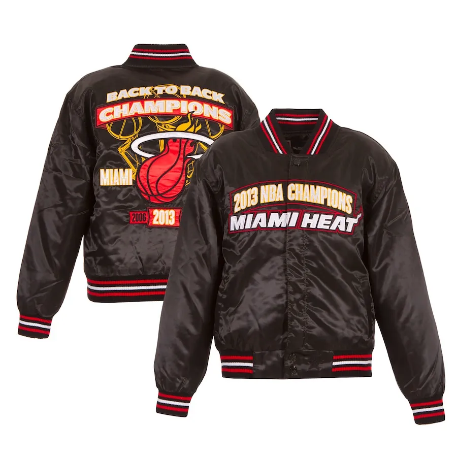 NBA Finals Champions Miami Heat Black Full-snap Jacket