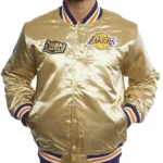 NBA LA Lakers Championship Game Gold Satin Jacket