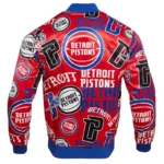 NBA Mens Detroit Pistons Aop Printed Satin Jacket