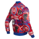 NBA Mens Detroit Pistons Aop Printed Satin Varsity Jacket