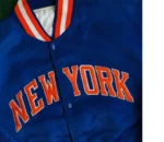 NBA New York Knicks 90’s Blue Starter Satin Full-Snap Bomber Jacket