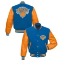 NY Knicks Blue and Orange Varsity Jacket