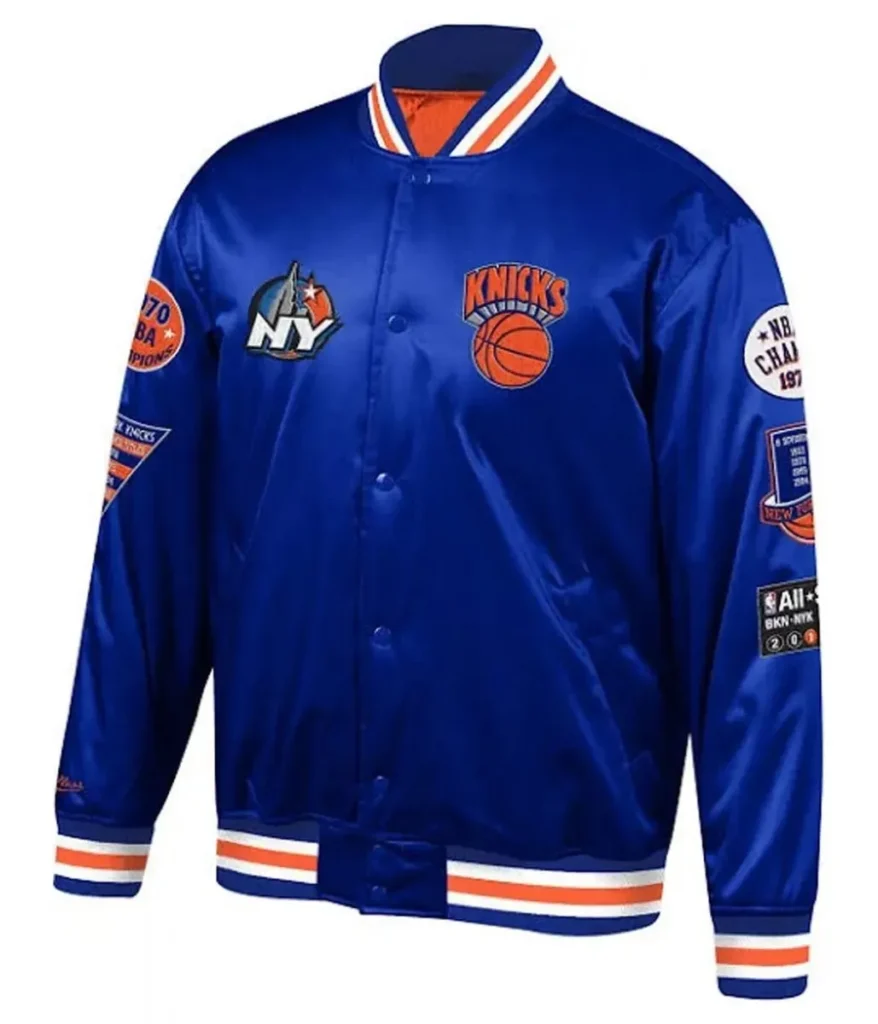 NY Knicks Champ City Bomber Satin Royal Blue Jackets