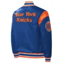 NY Knicks Force Play Satin Varsity Blue Full Snap Jackets