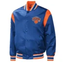 NY Knicks Force Play Satin Varsity Blue Jacket