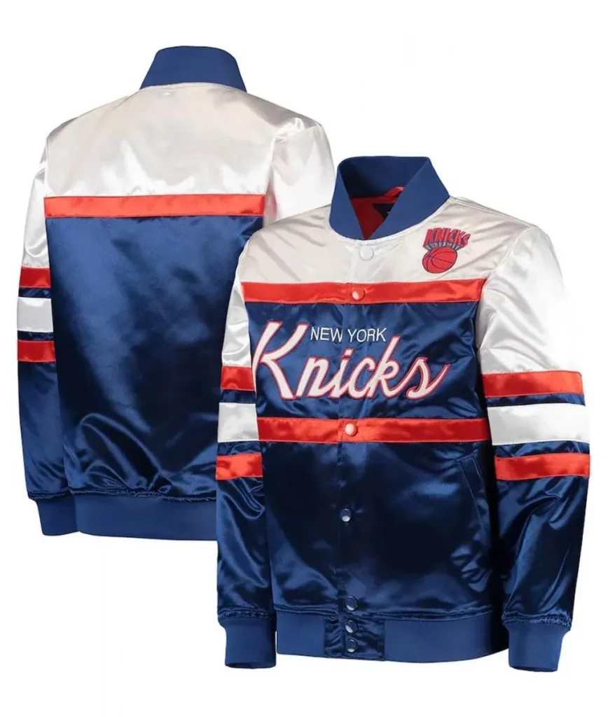 NY Knicks Hardwood Classics Blue White Jacket