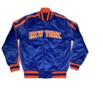 NY Knicks Striped Blue Satin Jacket