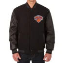 NY Knicks Varsity Black Wool leather Jacket