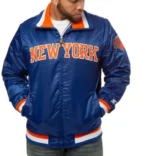 New York Knicks Bomber Blue Satin Starter Jacket