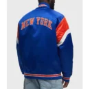 New York Knicks Full-Snap Heavyweight Royal Varsity Satin Jacket