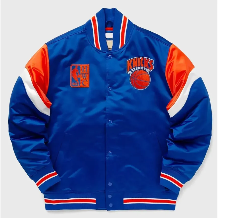 New York Knicks Full-Snap Heavyweight Royal Varsity Satin Jackets