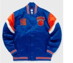 New York Knicks Full-Snap Heavyweight Royal Varsity Satin Jackets