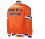 New York Knicks Slider Varsity Orange Satin Jacket