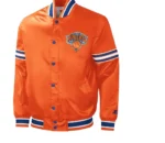 New York Knicks Slider Varsity Satin Orange Jacket