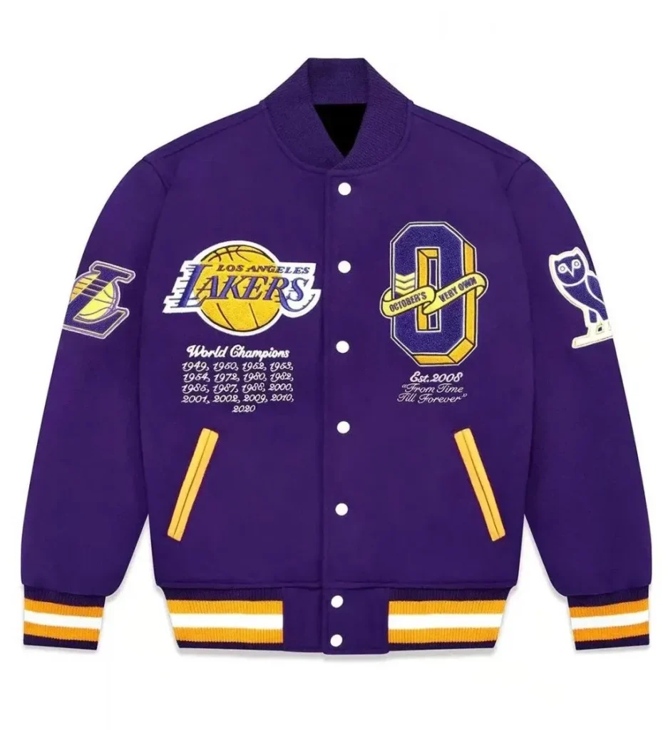 OVO Los Angeles Lakers Wool Varsity Purple Jacket