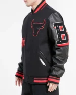 Old English Chicago Bulls Logo Bomber Wool Varsity Jacket