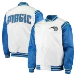 Orlando Magic Renegade White and Blue Varsity Satin Jacket