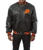 Phoenix Suns Black Leather Varsity Jacket