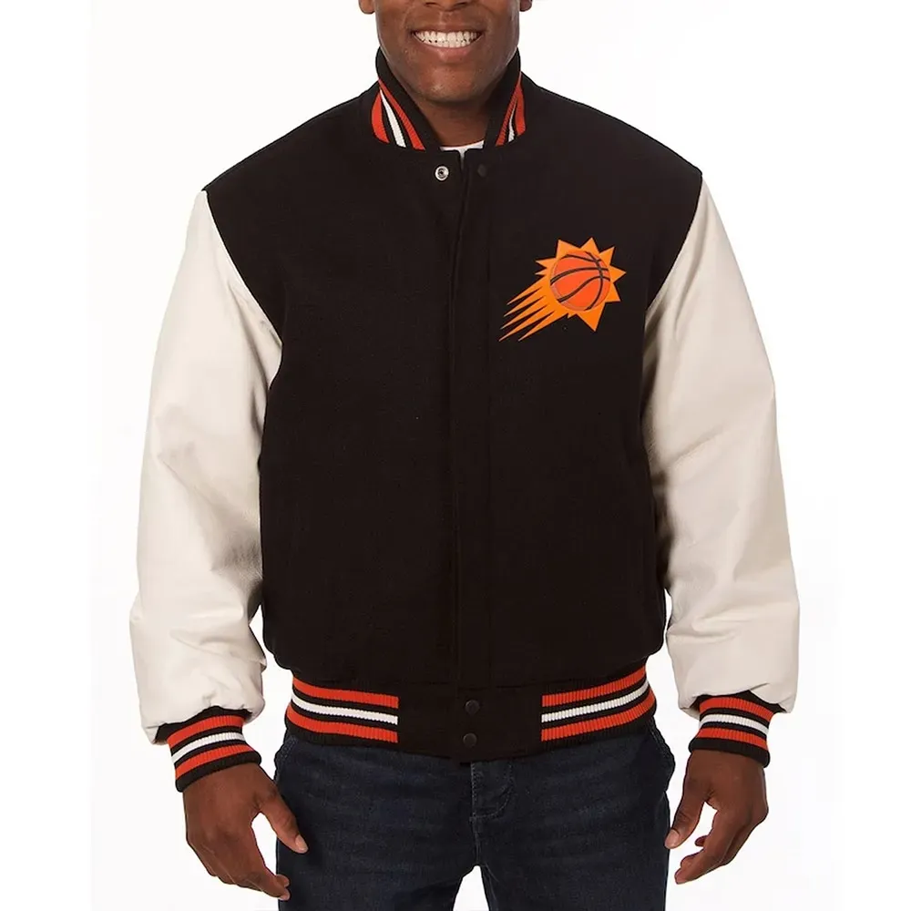 Phoenix Suns Black and White Full-Snap Varsity Jacket