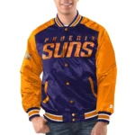 Phoenix Suns Purple Orange Renegade Satin Varsity Jacket