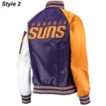 Phoenix Suns Reliever Satin Purple and Orange Starter Jacket