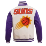 Phoenix Suns Retro Classic White And Purple Wool Varsity Jacket