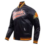 Phoenix Suns Script Tail Black Satin Varsity Jackets