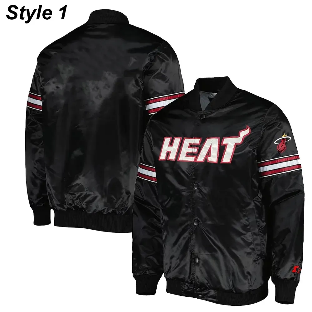 Pick & Roll Miami Heat Full-Snap Satin Black Jacket