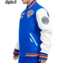 Retro Classic New York Knicks Royal White Wool & Leather Varsity Jacket