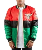 Starter Color Block 75th Year Chicago Bulls History Month Satin Jacket