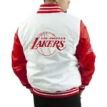 Starter Los Angeles Lakers White And Red Satin Varsity Jackets