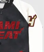 Starter Miami Heat Reliever Black and Red Full-Snap Jacket