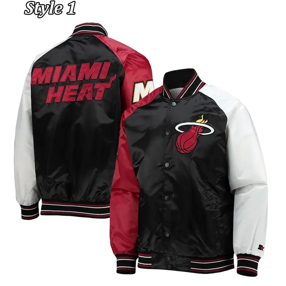 Starter Miami Heat Reliever Black and Red Jacket