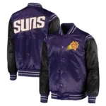 Starter The Enforcer Phoenix Suns Purple and Black Full-Snap Satin Jacket