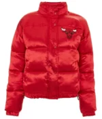 Unisex High School Chicago Bulls Shiny Red Puffer Jacket