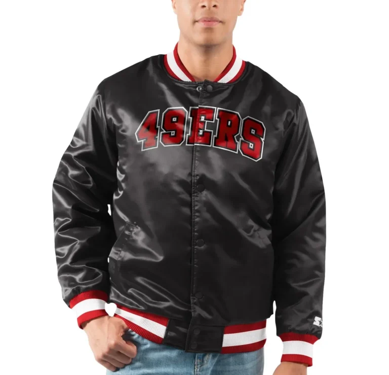 49ers Ace Starter Black Satin Starter Jacket