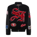 49ers San Francisco Wool Black & Red Letterman Varsity Jacket