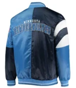 75th Anniversary Minnesota Timberwolves Color Block Blue Varsity Satin Jacket