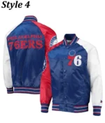 76ers Philadelphia Red and Royal Satin Jackets