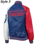 76ers Philadelphia Satin Varsity Red and Royal Jacket