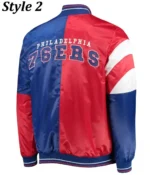 76ers Philadelphia Satin Varsity Red and Royal Jackets