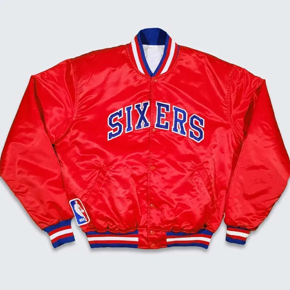 76ers Philadelphia Sixers Vintage Red Satin Jacket